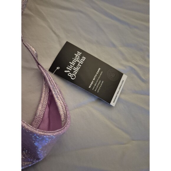 Nwt MIDNIGHT BALLERINA Purple Glitter Romper Teddy | ONE SIZE | Dance Wear - Picture 3 of 5